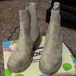 Soda Taupe Ankle Booties